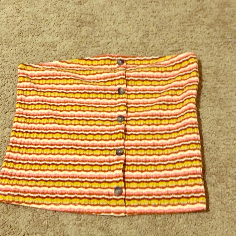 striped tube top with buttons
